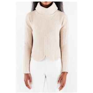 Chloé Kristyn Café Au Lait Anna Scallop Sweater, Size L, New w/Tag Retail $398